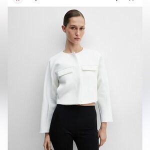 Mango Women's White Cropped Jacket